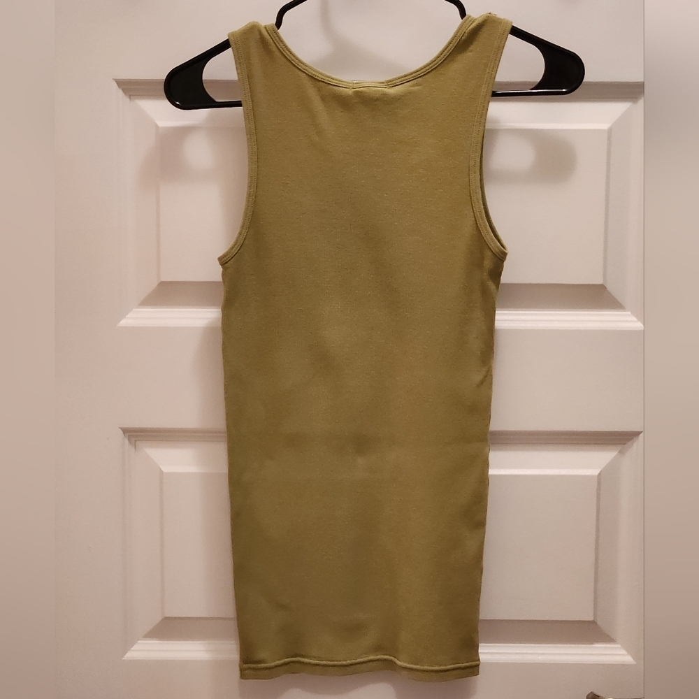 Vintage 2005 Old Navy Olive Green Sequin Scoop Neck Tank Top Y2K M - Picture 3 of 8